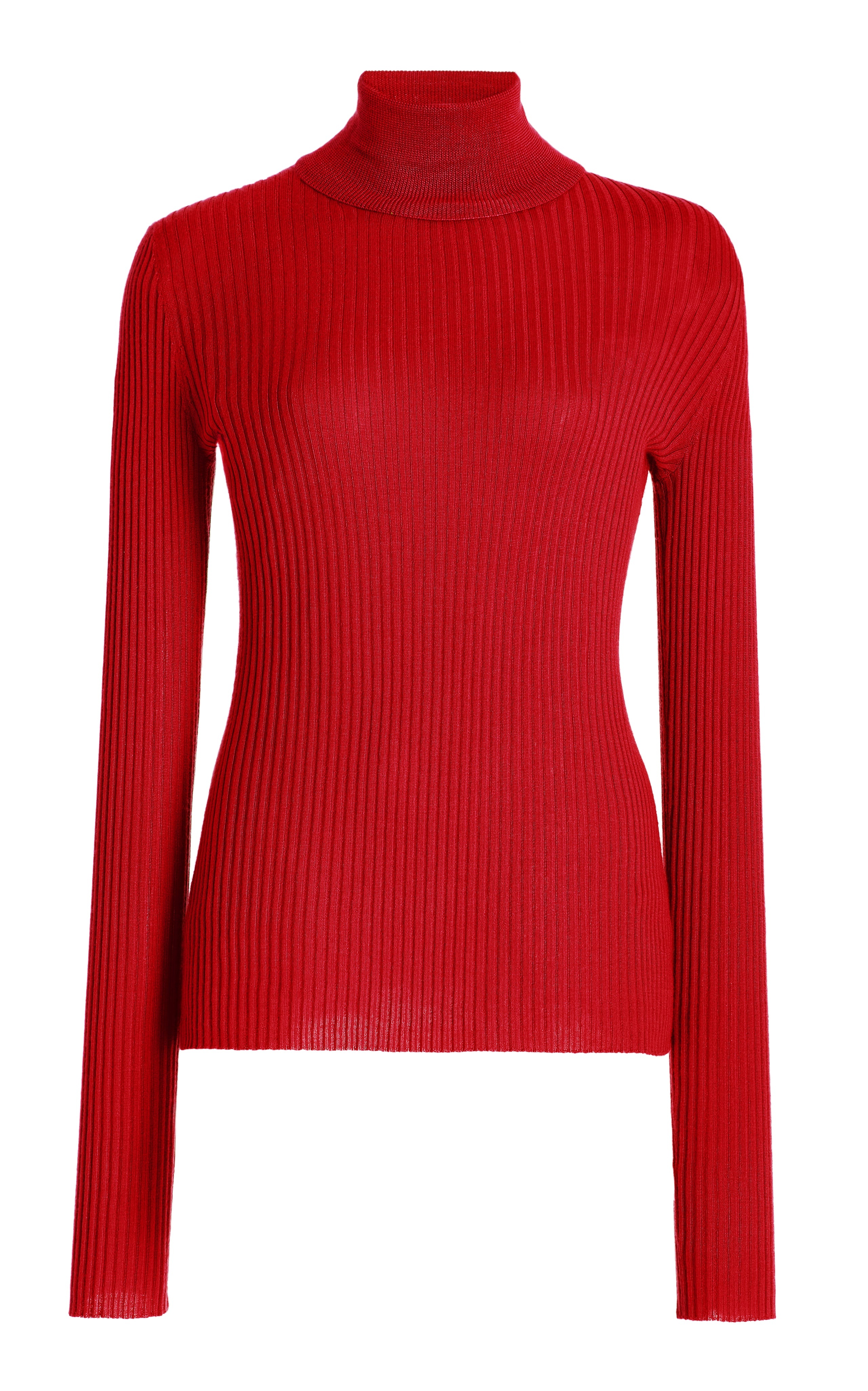Peppe Knit Turtleneck in Scarlet Red Cashmere Silk - 1