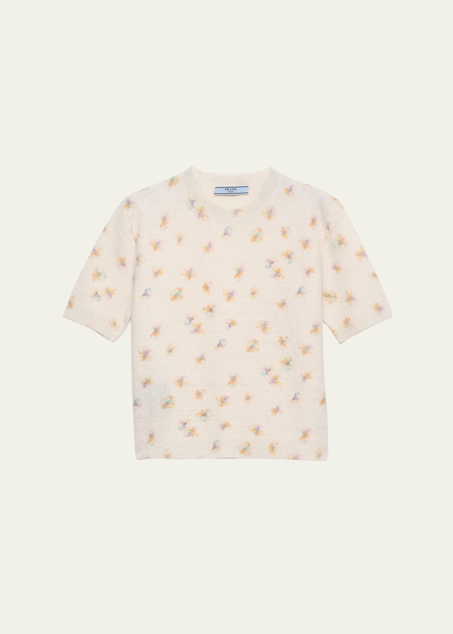Floral-Print Short-Sleeve Sweater - 1