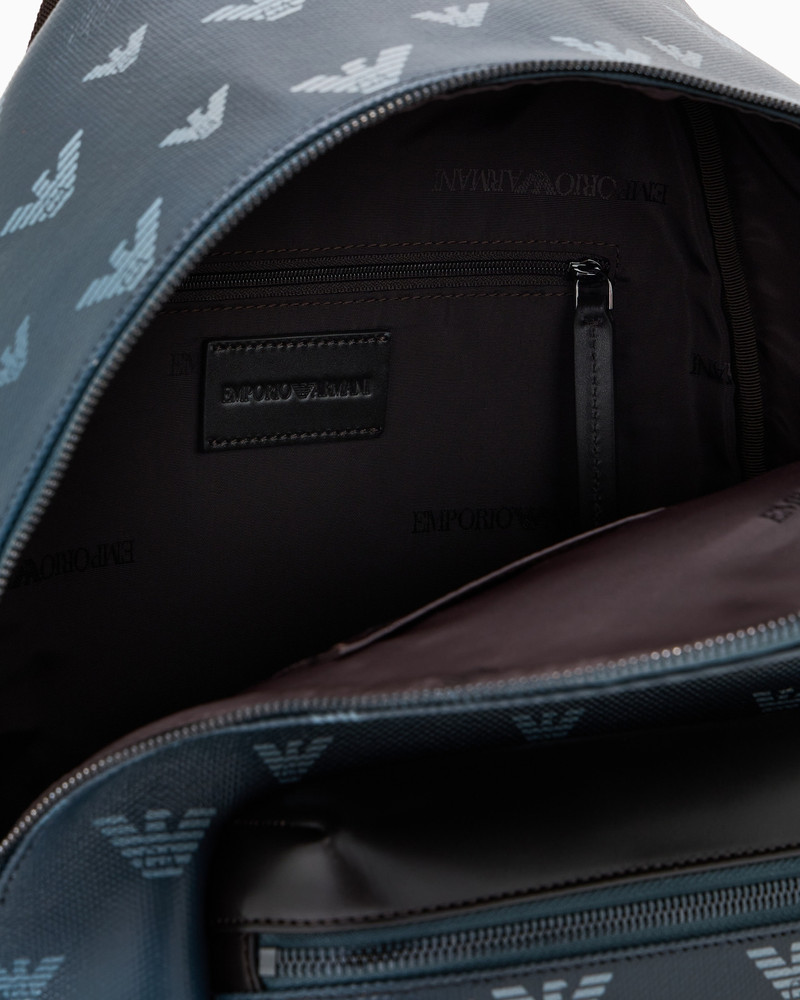 BACKPACK IN COATED CANVAS WITH ALL-OVER EAGLE 4