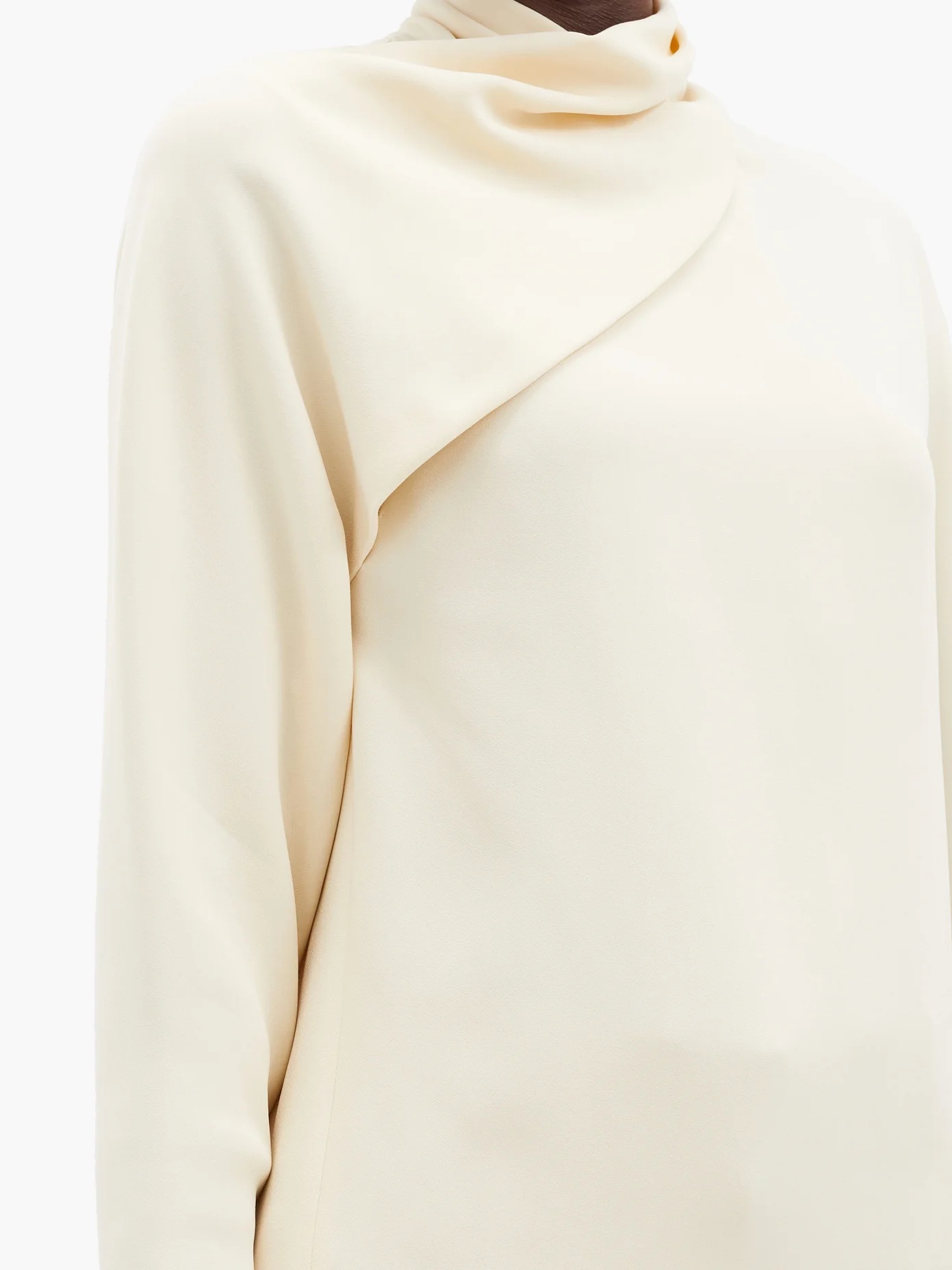 Yoko panelled-sleeve ruched-roll neck sweater - 3