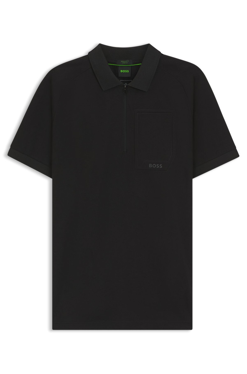 ZIP-NECK POLO SHIRT IN MOISTURE-WICKING STRETCH COTTON - 1