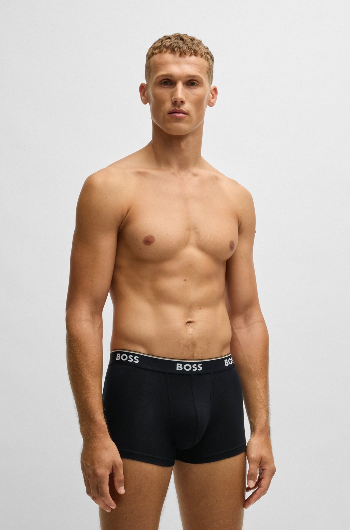 THREE-PACK OF STRETCH-COTTON TRUNKS WITH LOGO WAISTBAND - 2