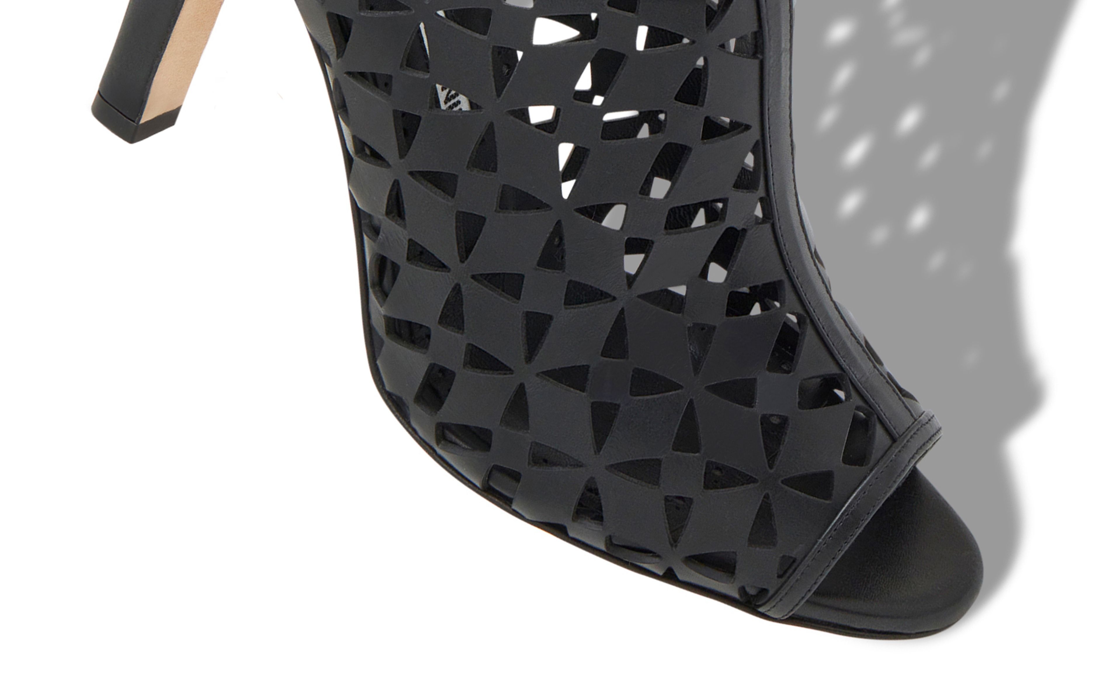 Black Calf Leather Cut Out Pumps - 4