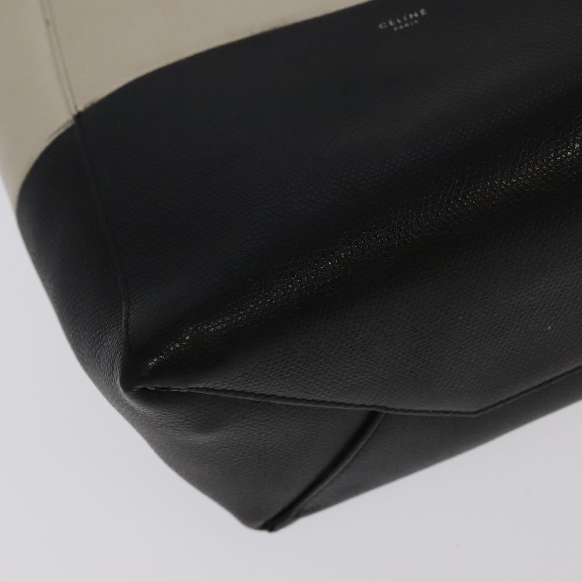 CELINE Horizontalkava Tote Bag Leather Black White Silver - 15