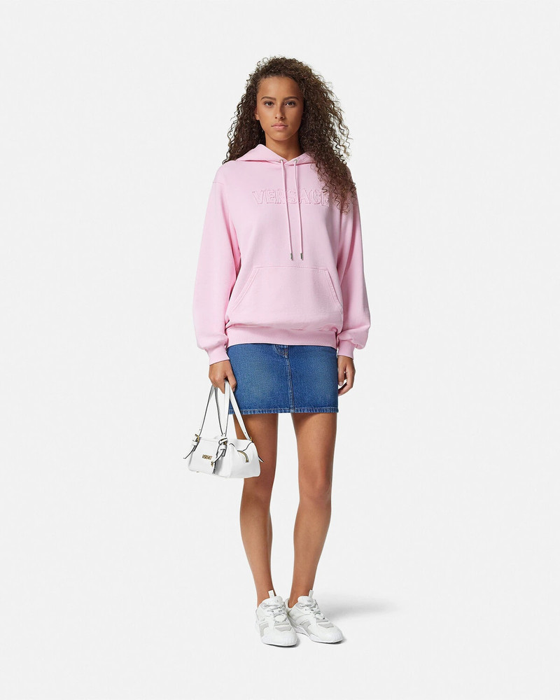 VERSACE Fringed Embroidered Logo Hoodie outlook