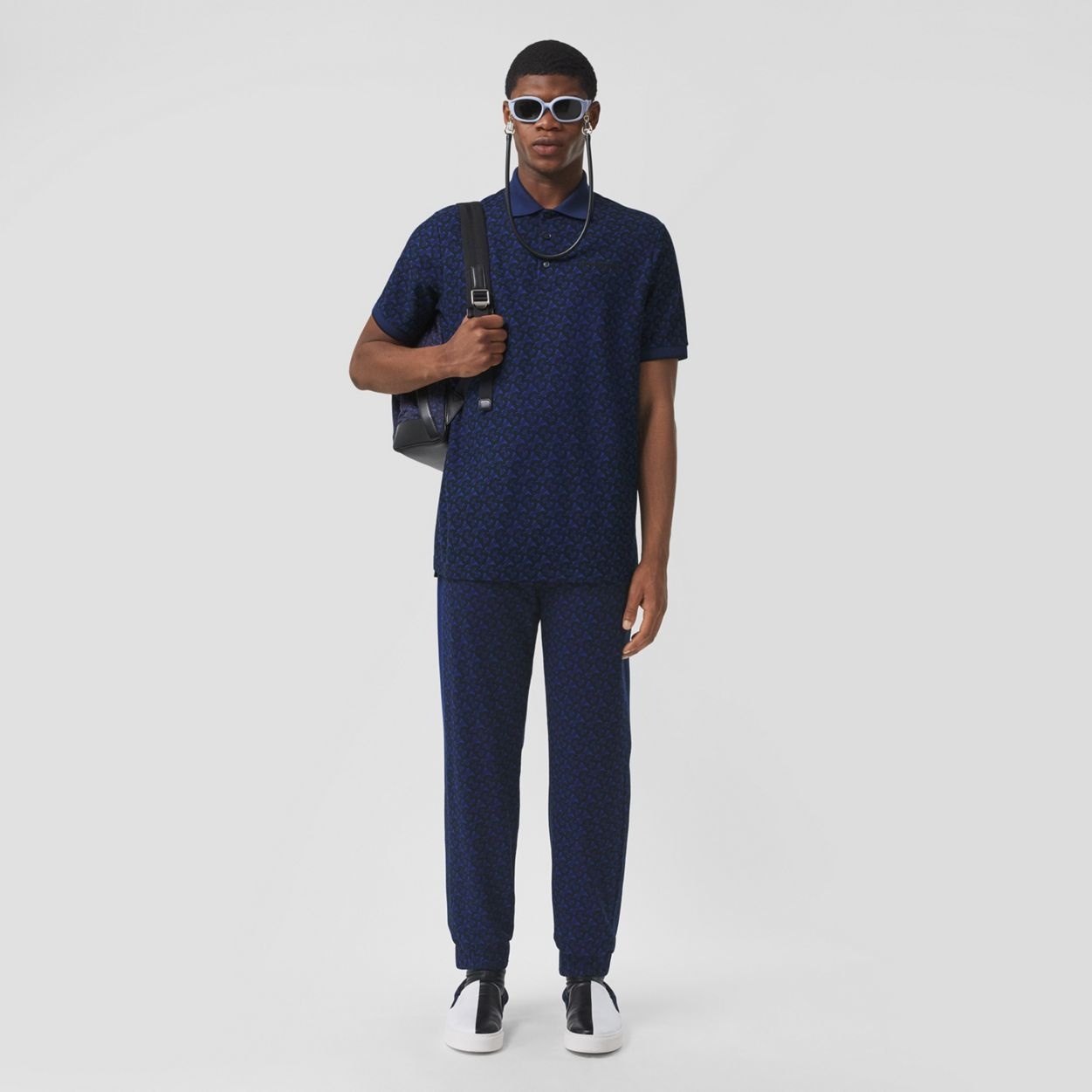 Monogram Print Cotton Piqué Oversized Polo Shirt - 2