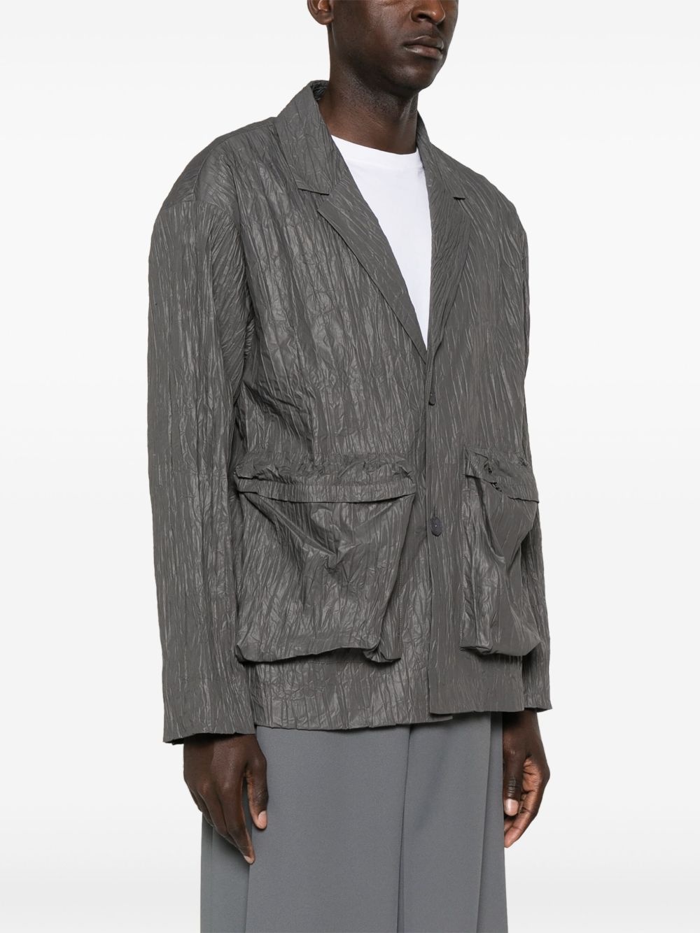 Crinkle single-breasted blazer - 3