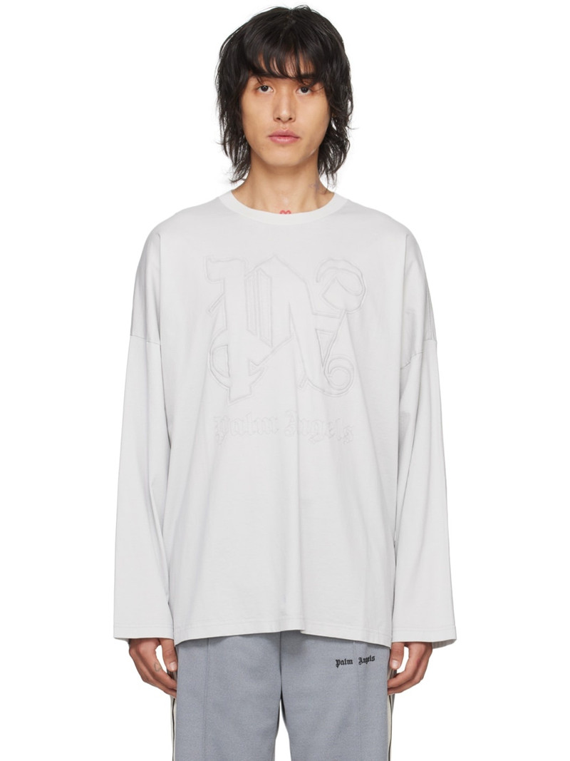 Gray Monogram Long Sleeve T-Shirt 1