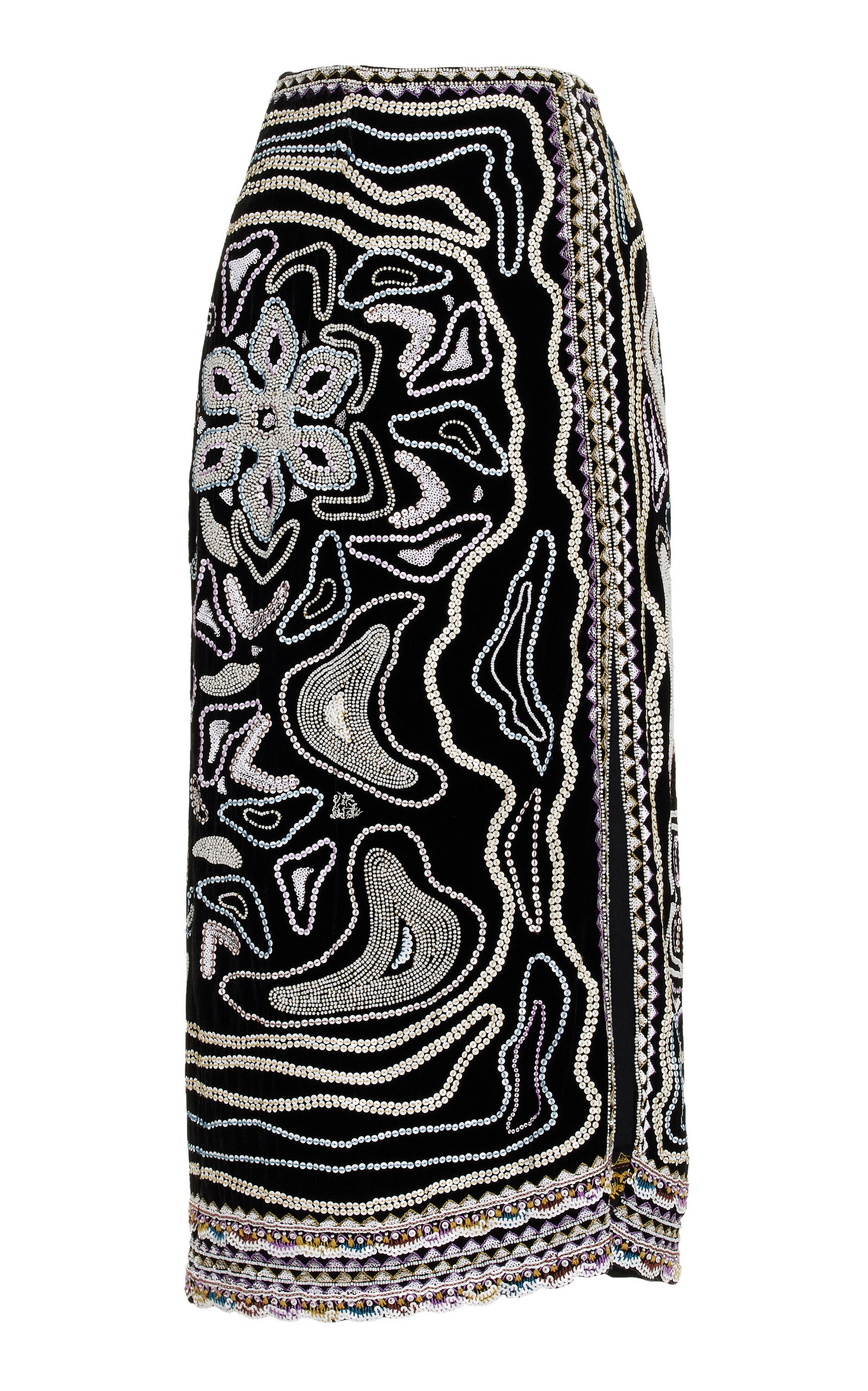 Adara Embellished Silk-Blend Midi Skirt black - 1