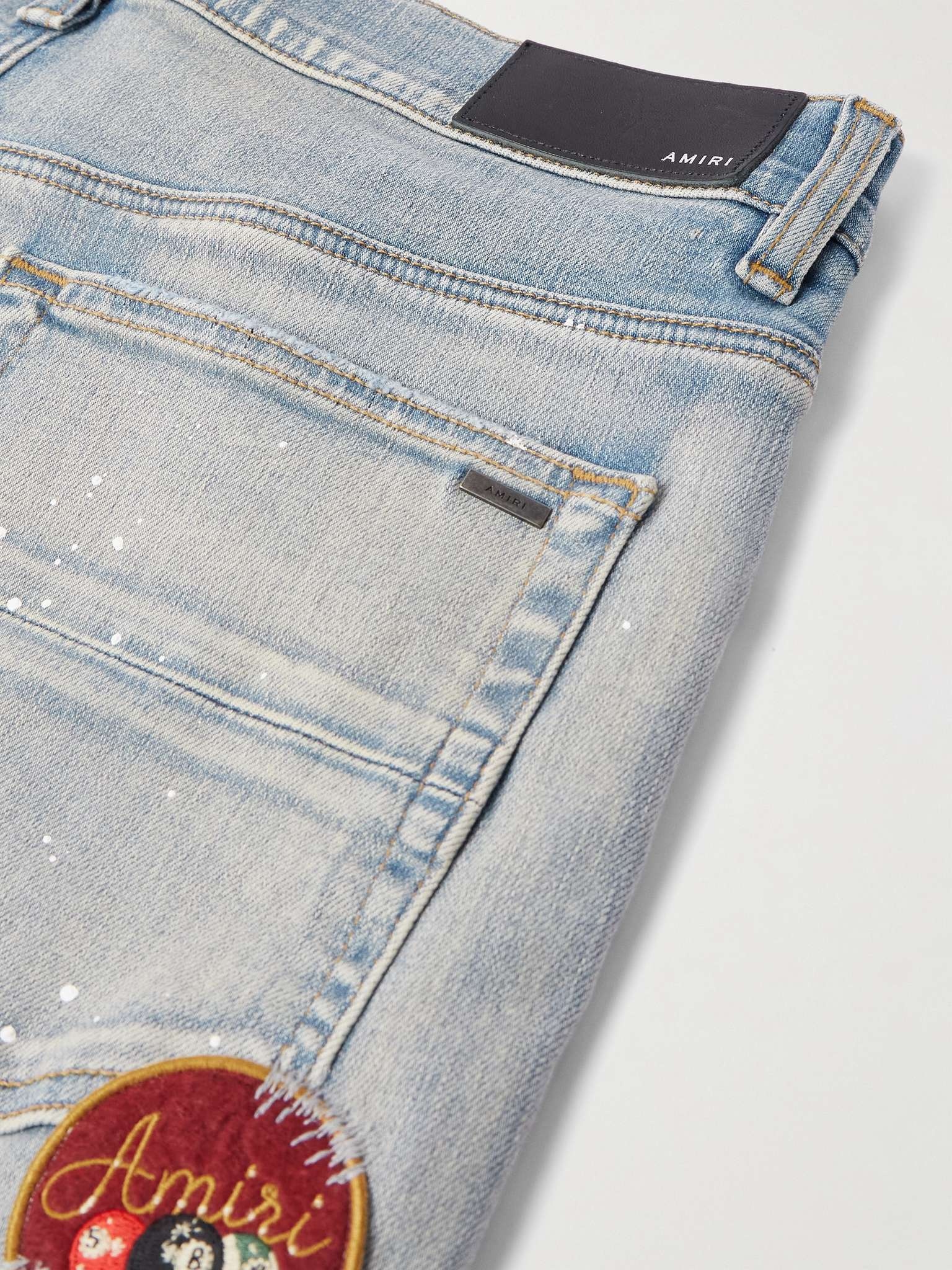 Skinny-Fit Appliquéd Distressed Paint-Splattered Jeans - 5