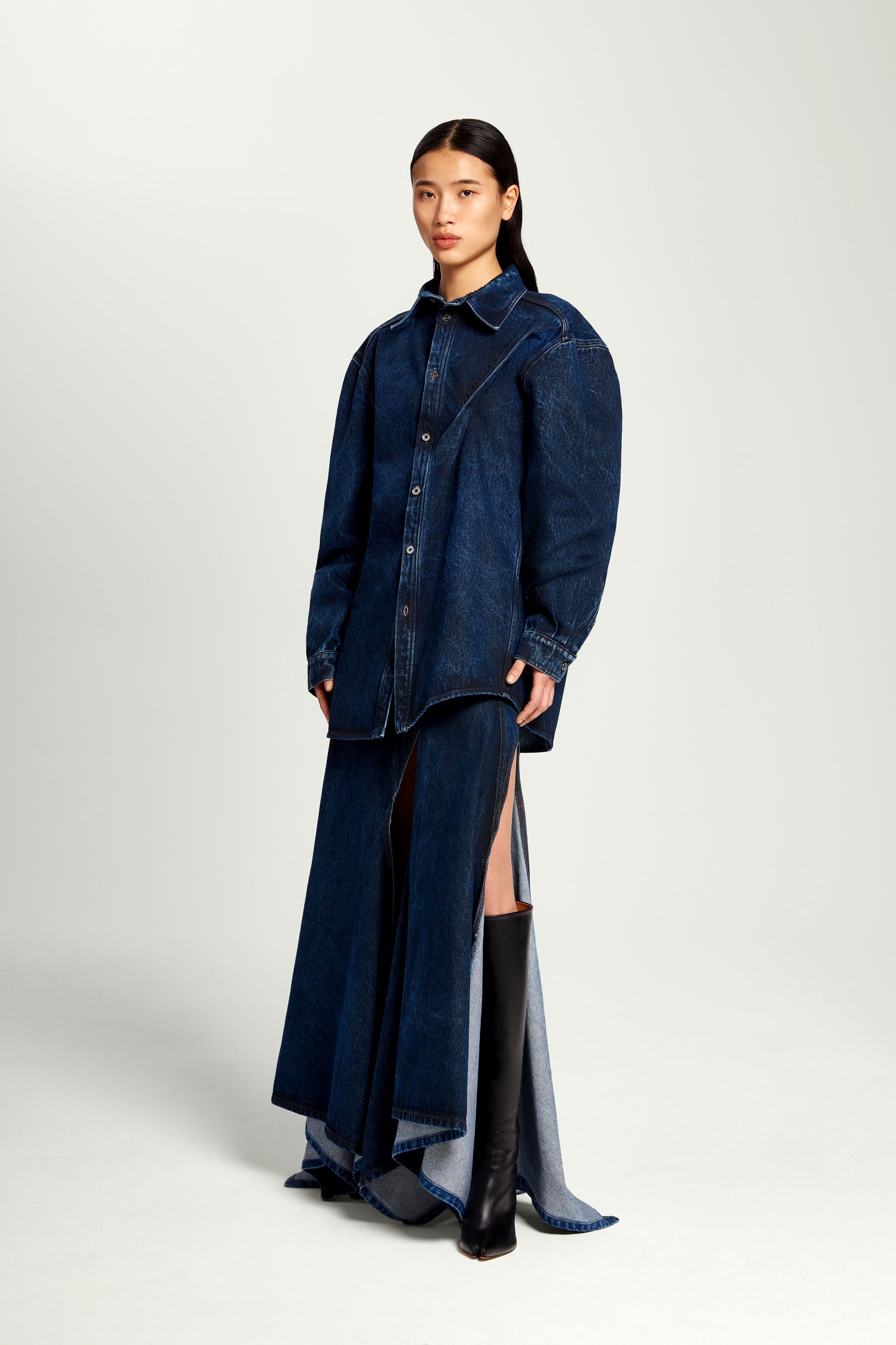 Pinched Logo Denim Shirt - 12