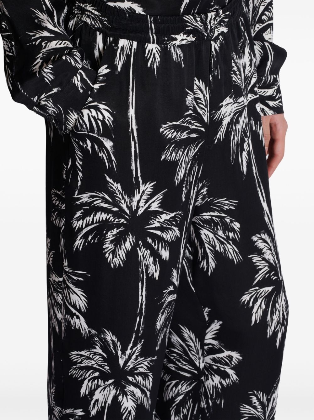 palm tree-print satin trousers - 6