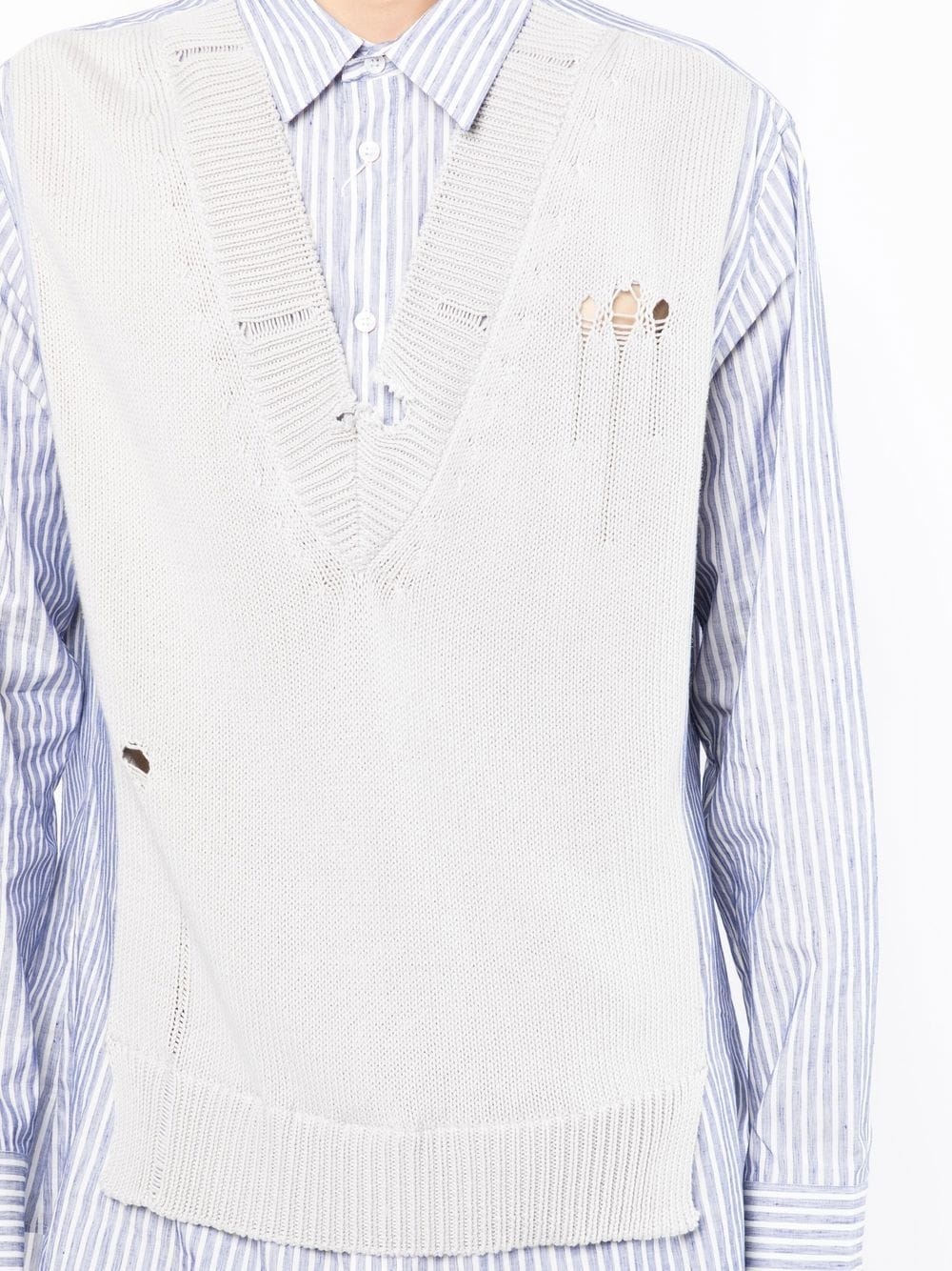 destroyed spliced knit shirt - 5