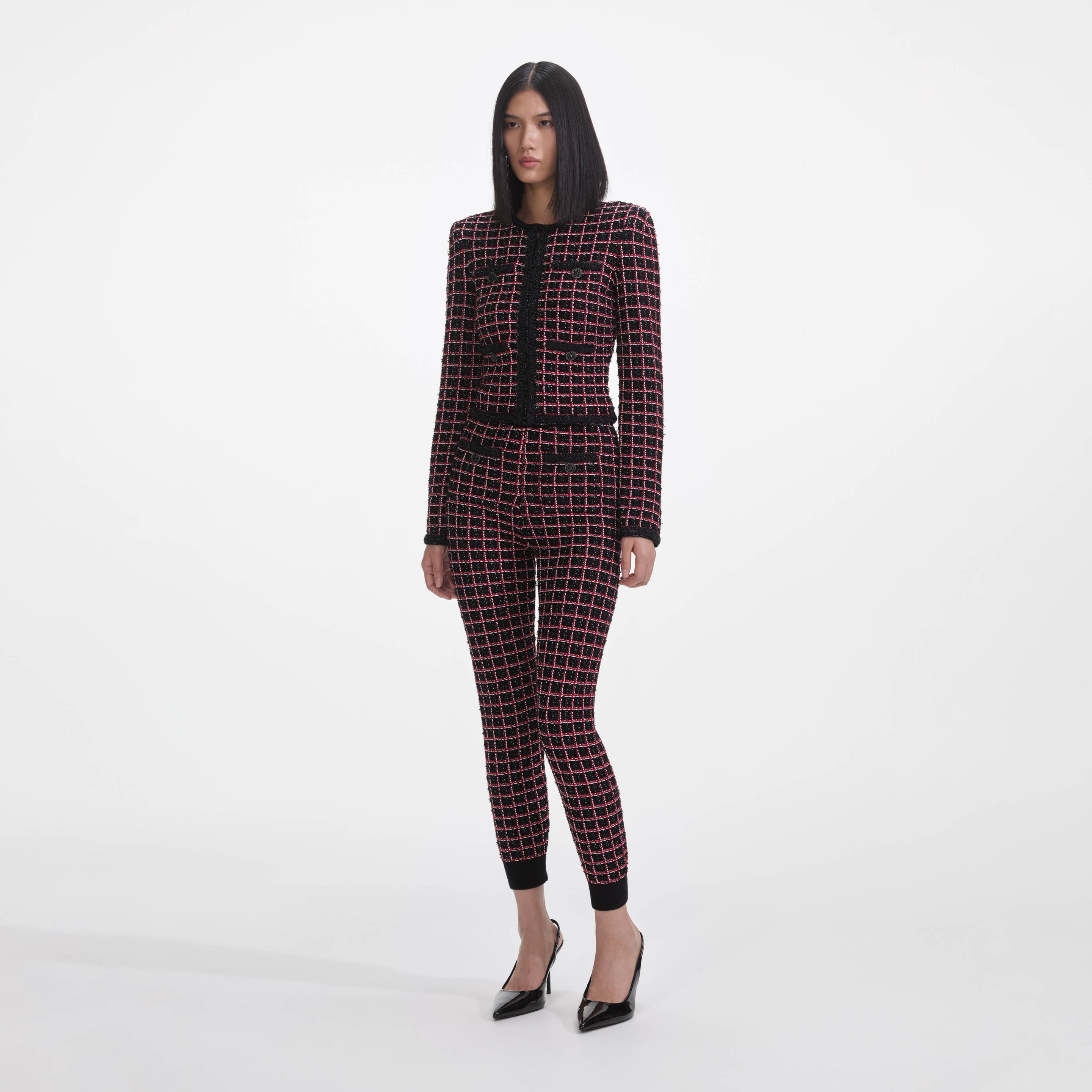 Black And Red Check Cardigan - 2
