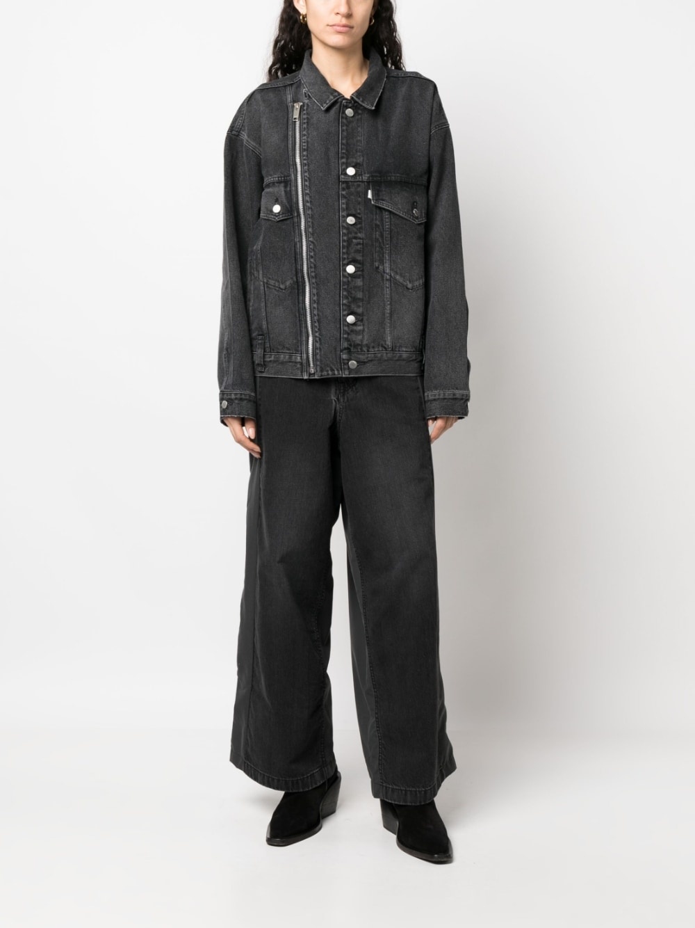 contrasting-detail wide-leg trousers - 2