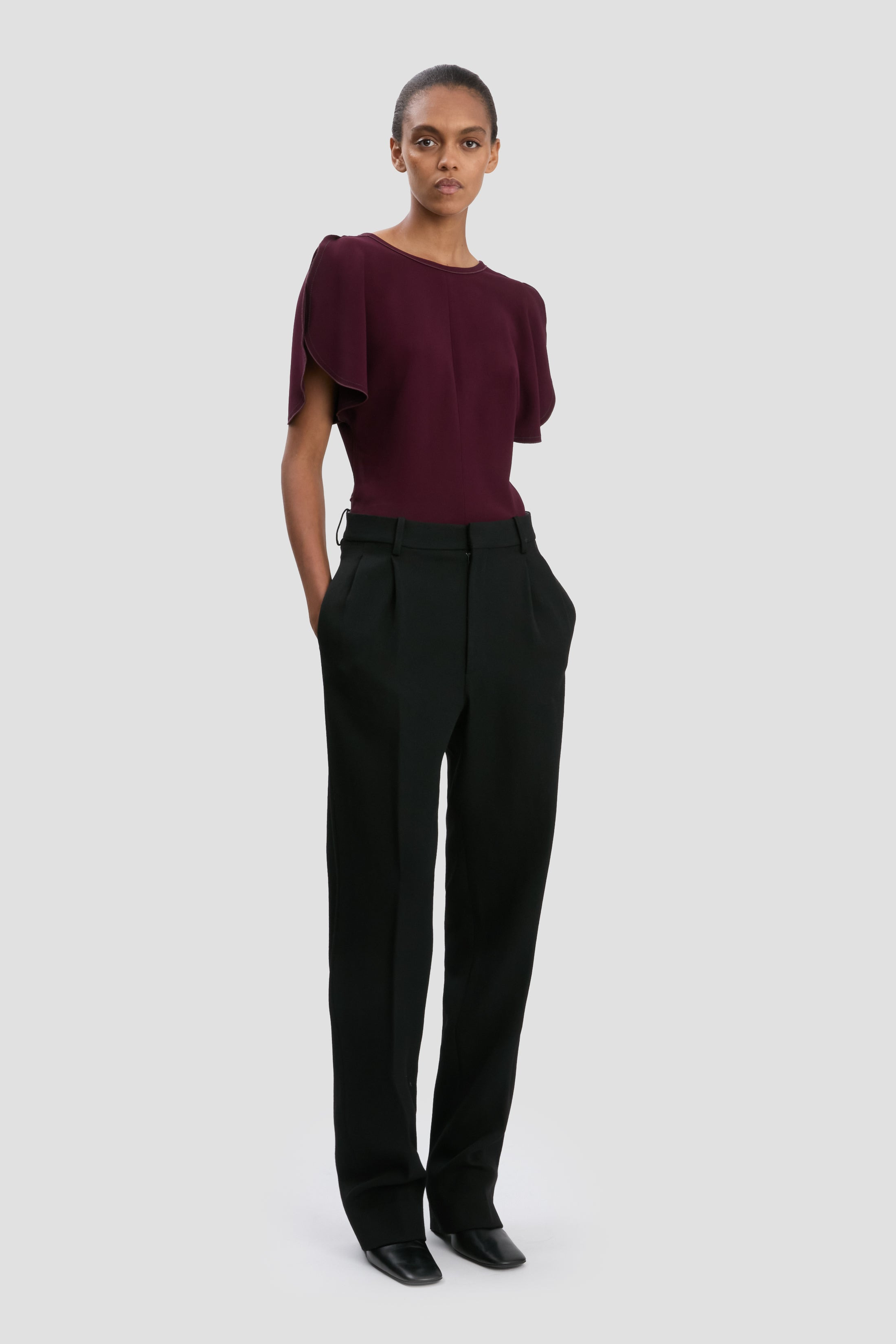 Drop-Waist Straight Leg Trouser In Black - 4