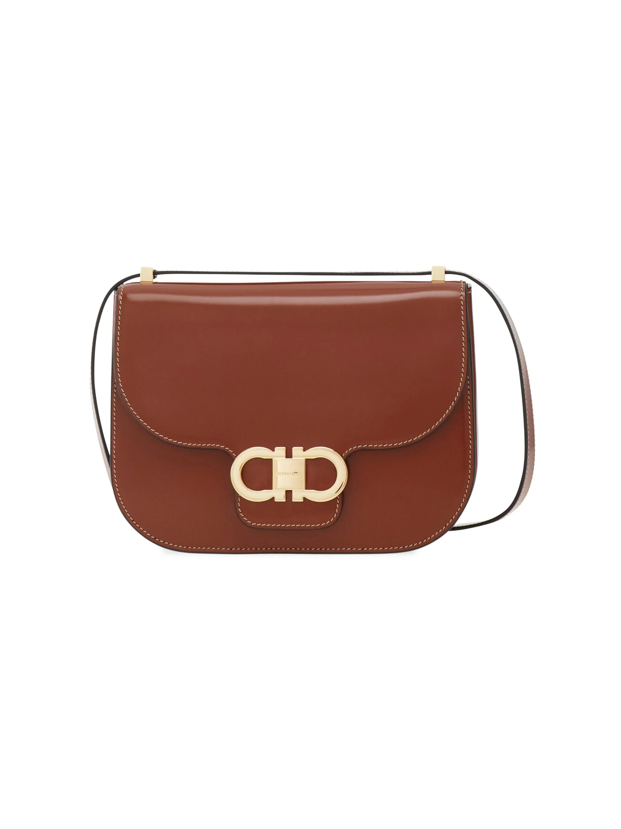 Women's Gancini Faux-Leather Crossbody Bag - Dark Cognac - 1