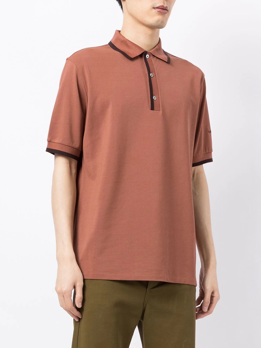 contrasting-trim polo shirt - 3