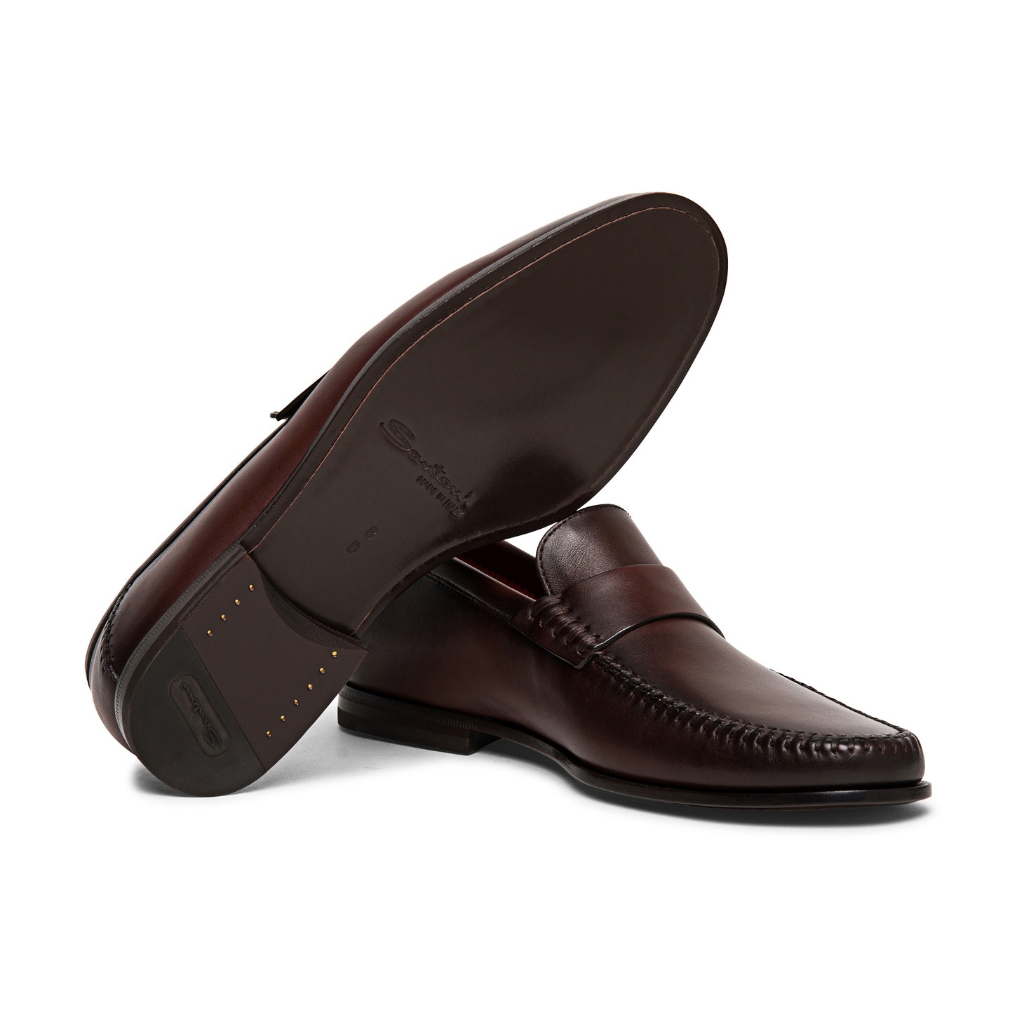 Men's polished brown leather penny loafer - 3