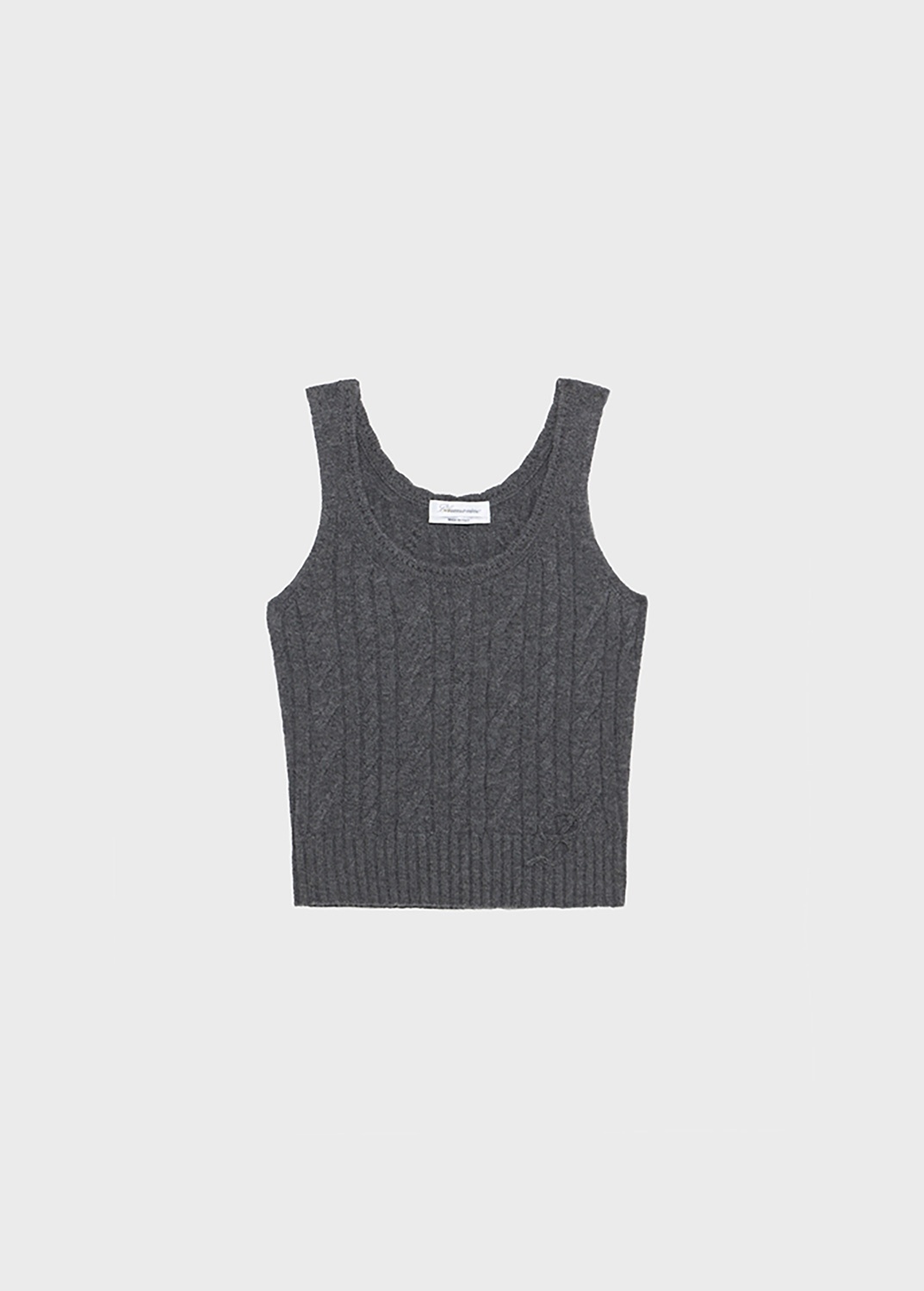 TANK TOP IN RIBBED CASHMERE AND WOOL WITH TORCHON DETAILING - 1