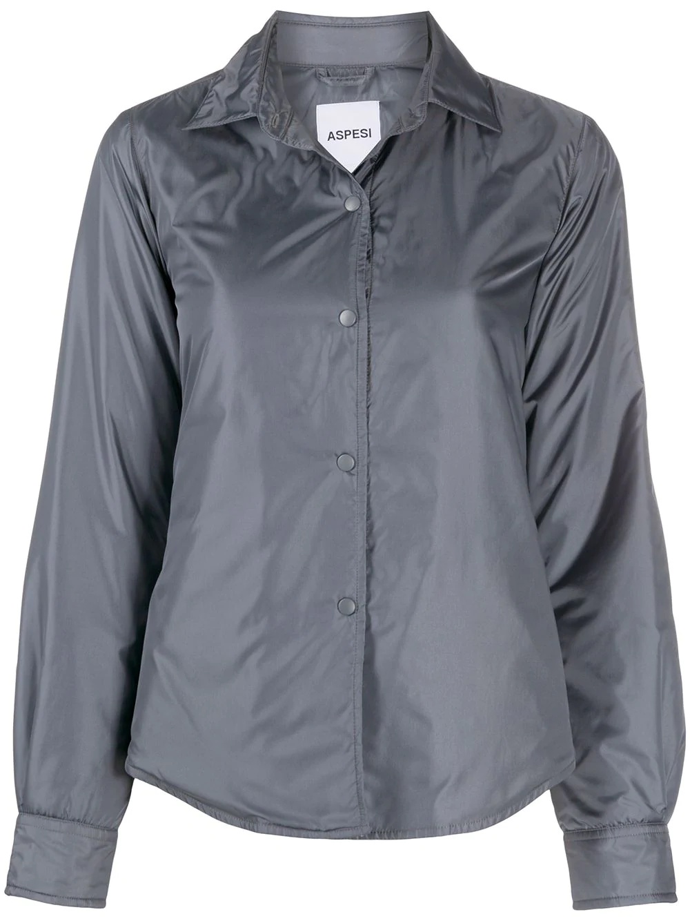 padded curved hem shirt jacket - 1