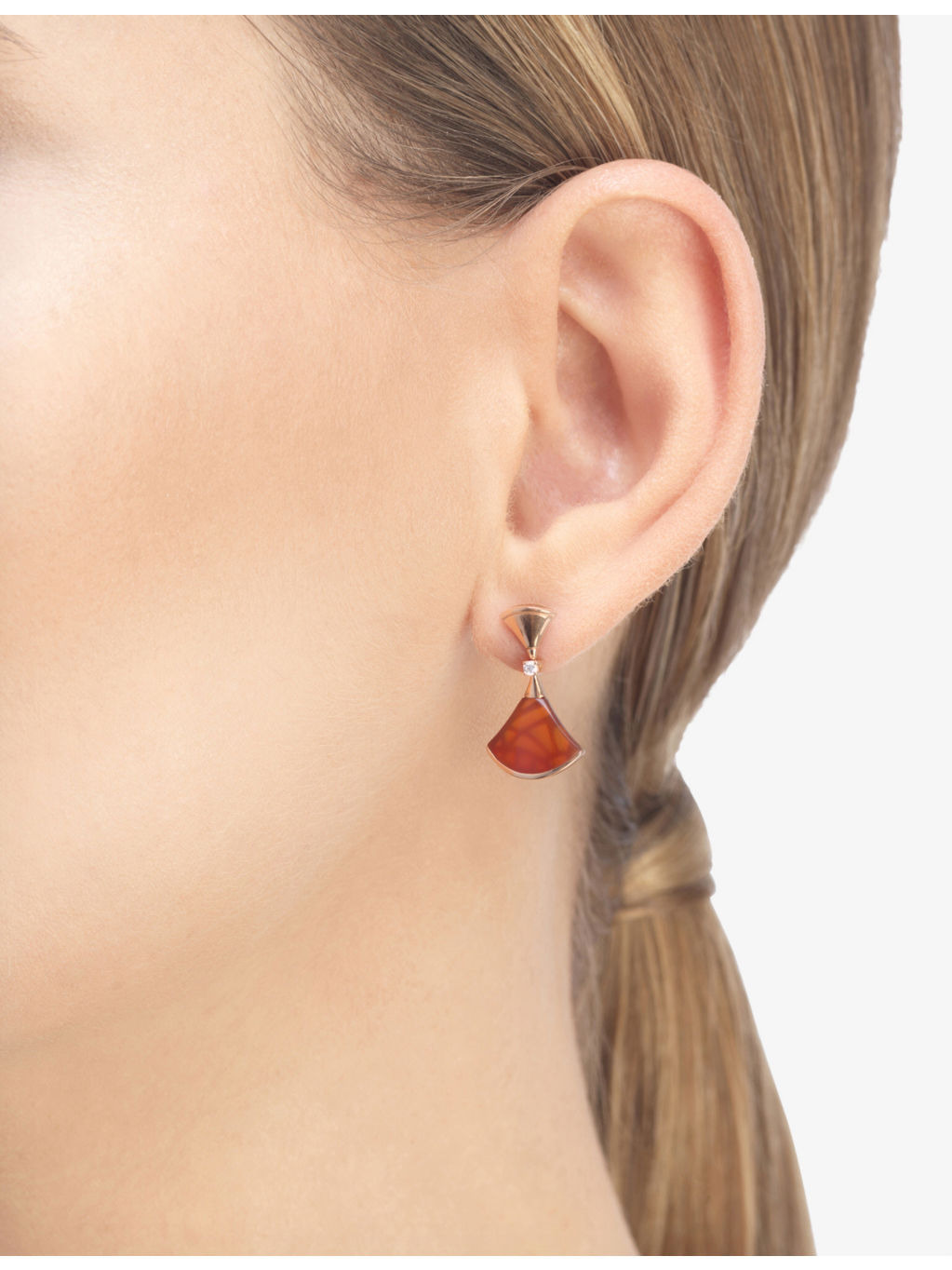 Divas Dream 18ct rose-gold, 0.07ct brilliant-cut diamond and carnelian earrings - 3