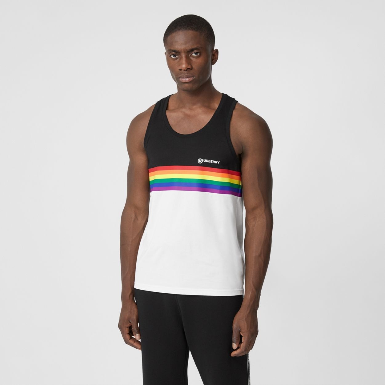 Rainbow Stripe Print Cotton Vest – Unisex - 1