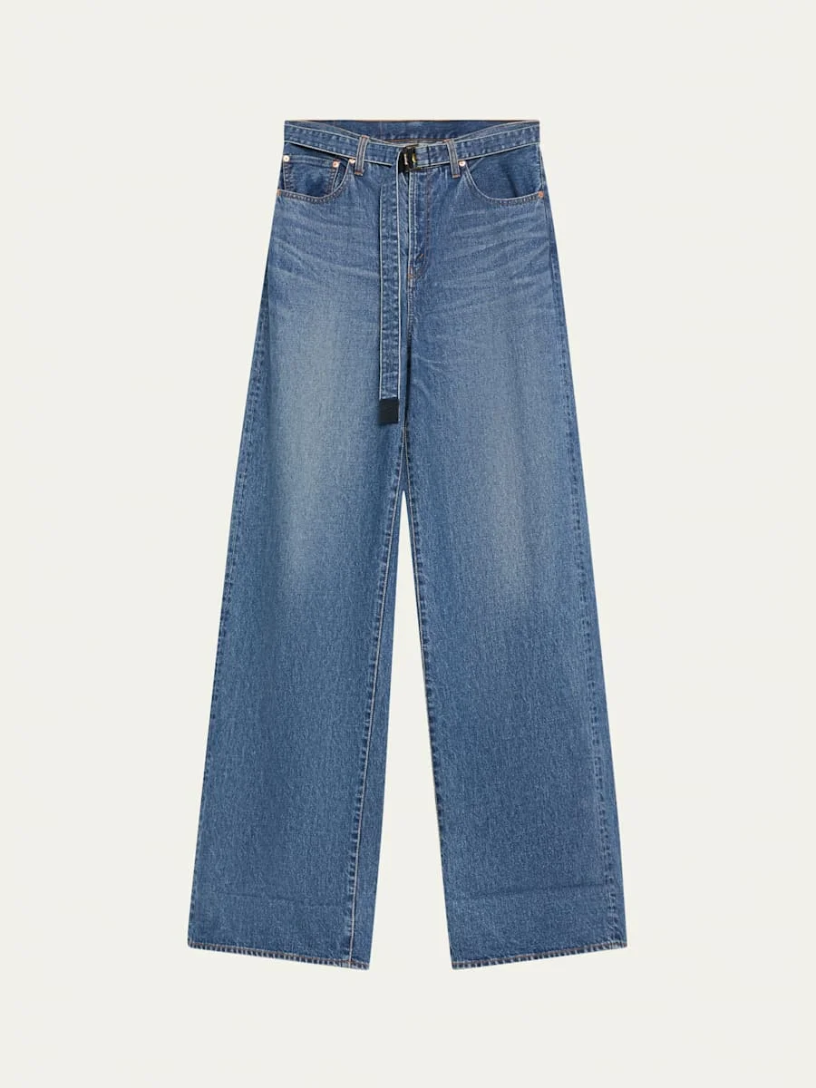 Belted Denim Pants - 1