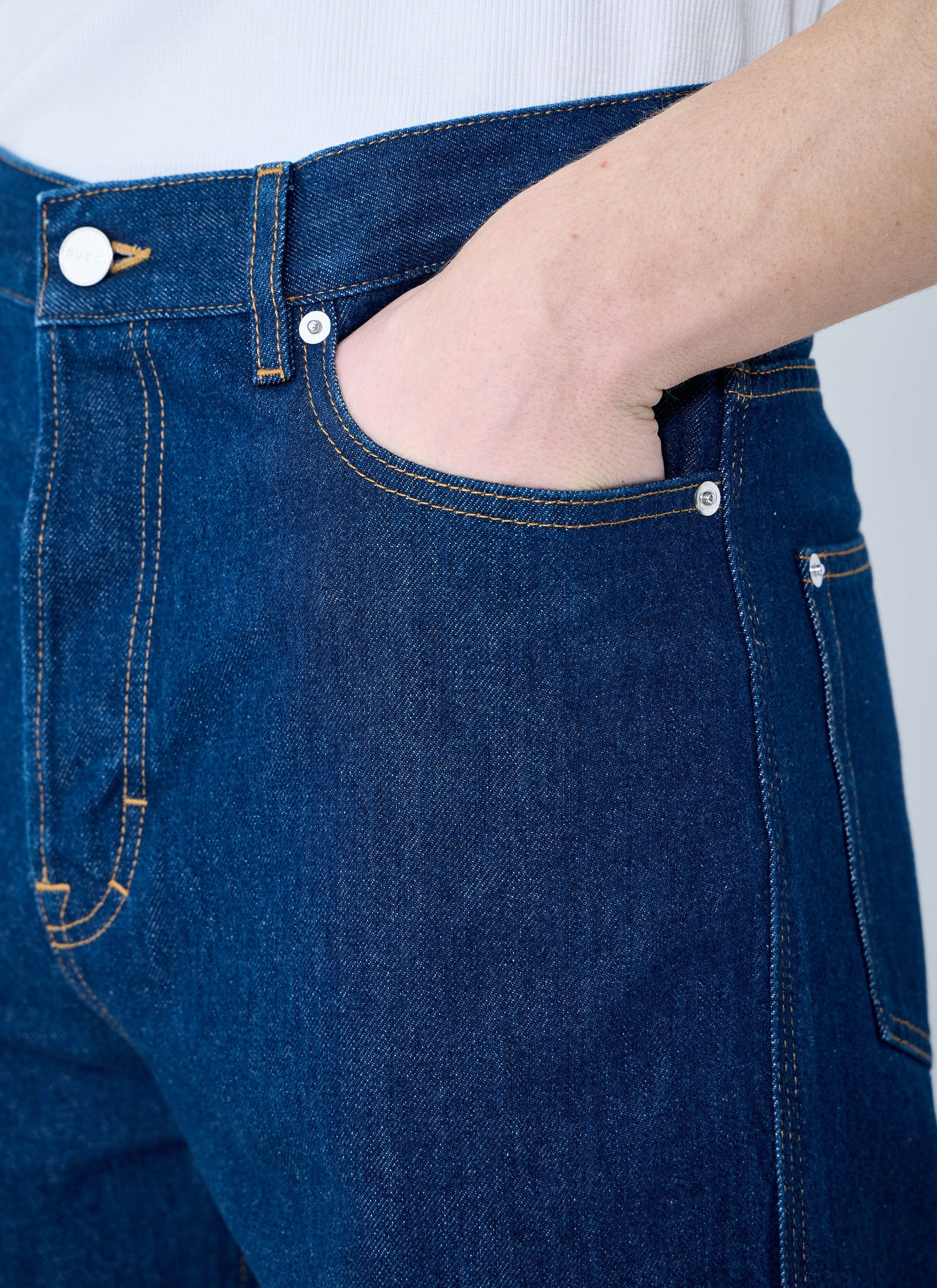 Gucci Men Denim Jeans With Embroidery - 5