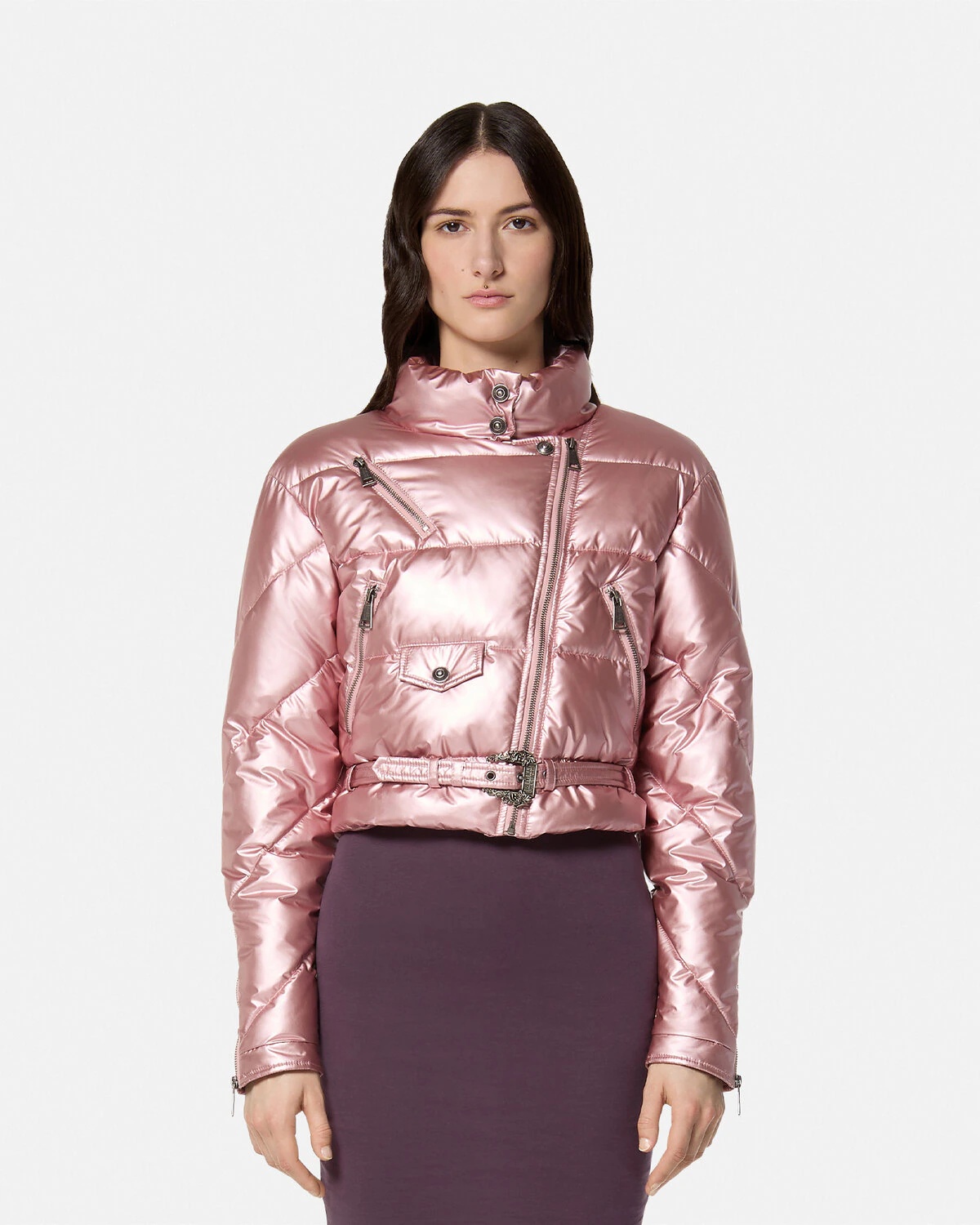 Baroque Buckle Metallic Puffer Jacket - 4
