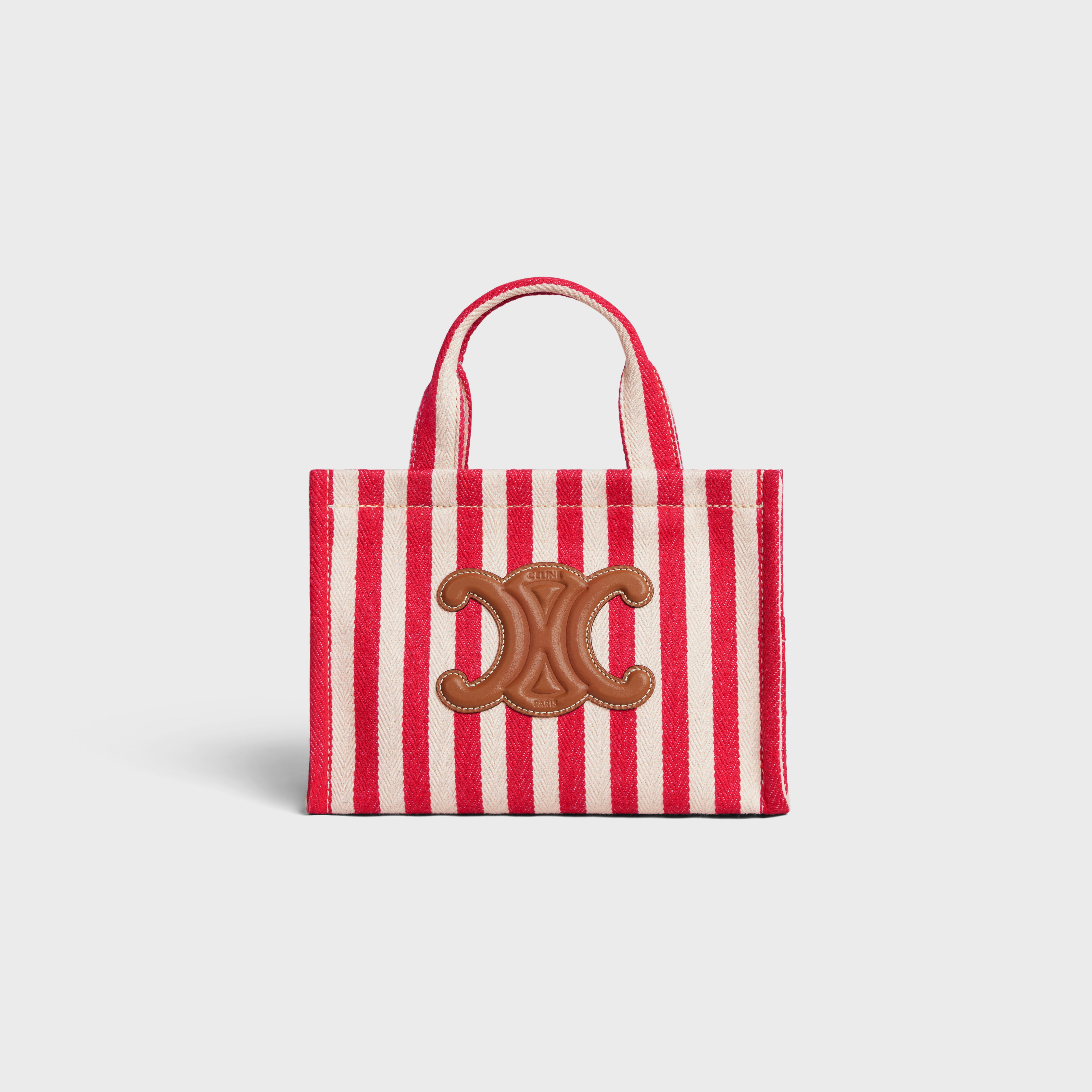 small cabas thais in STRIPED TEXTILE AND CALFSKIN - 1