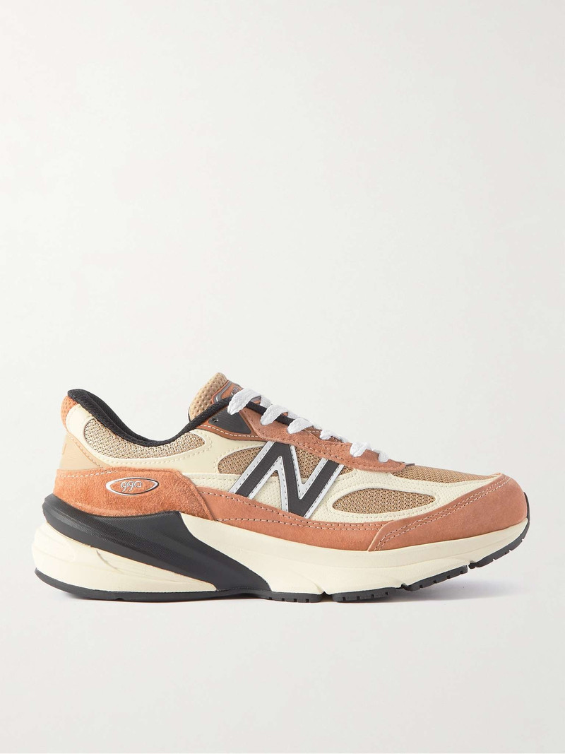 990v6 Leather-Trimmed Suede and Mesh Sneakers - 1