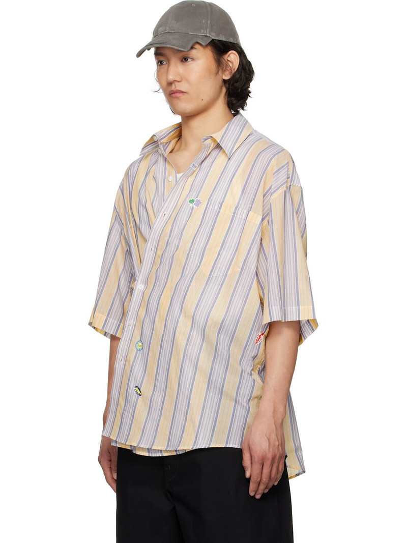 Martine Rose Yellow & Blue Cotton Stripe Shirt outlook