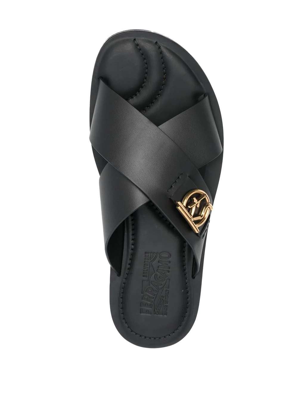 logo-plaque leather sandals - 4