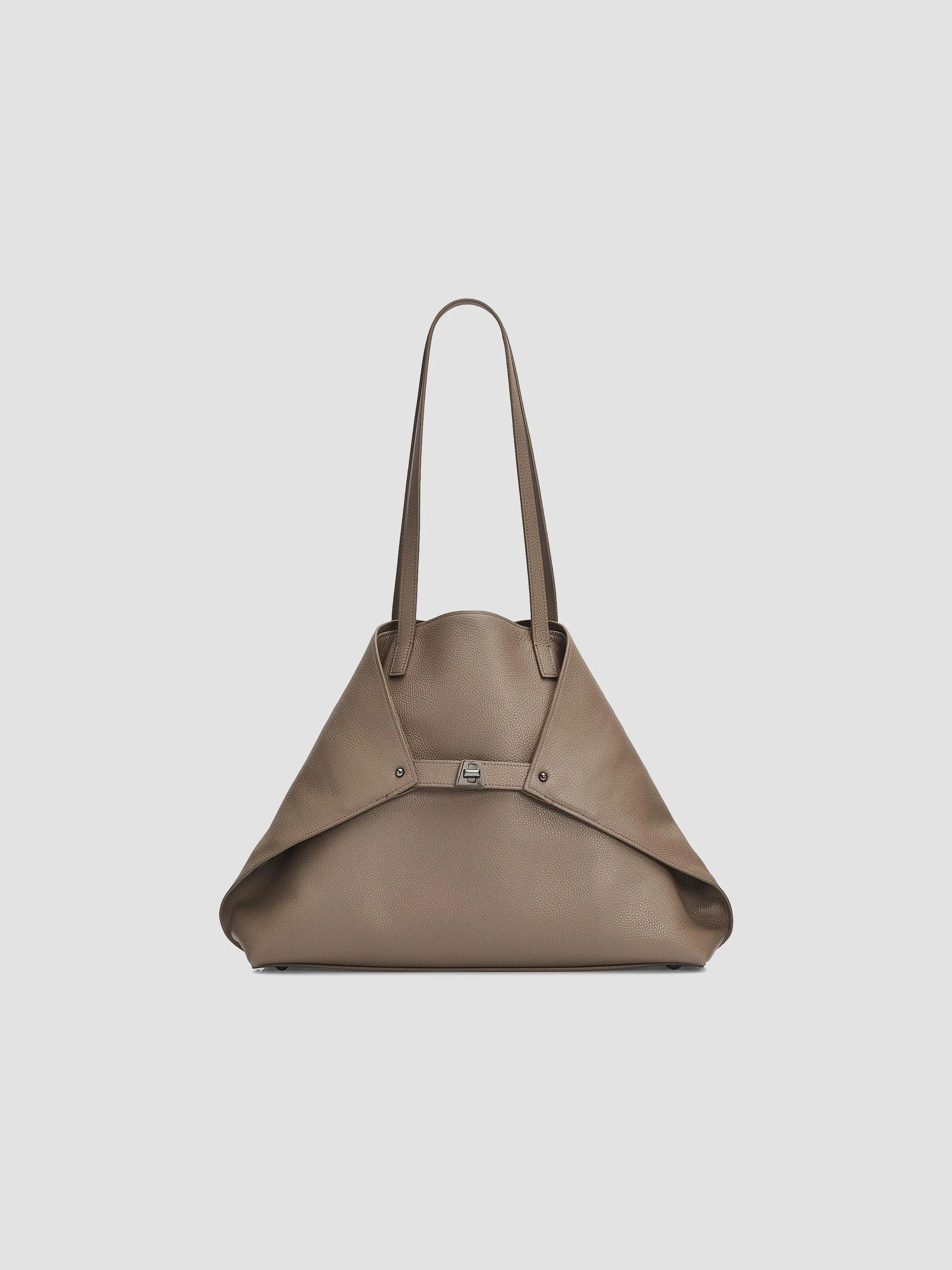 Women's Medium Ai Leather Tote Bag - Taupe - 1