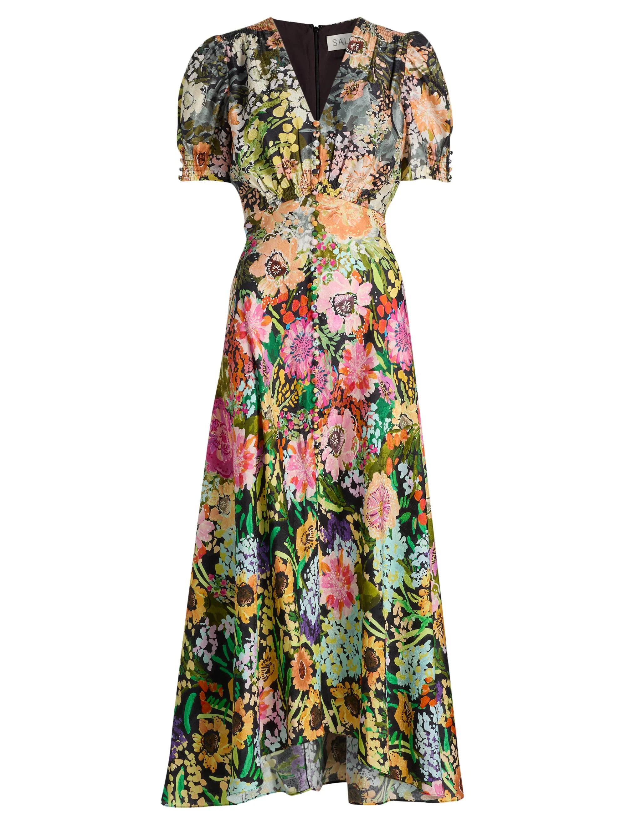 Women's Lea Floral Print Midi Dress - Aster Garden Placement - 1