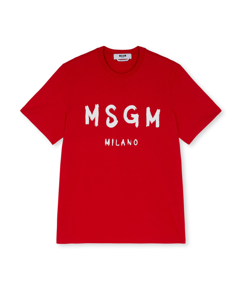 MSGM Cotton T-shirt with brushed logo outlook