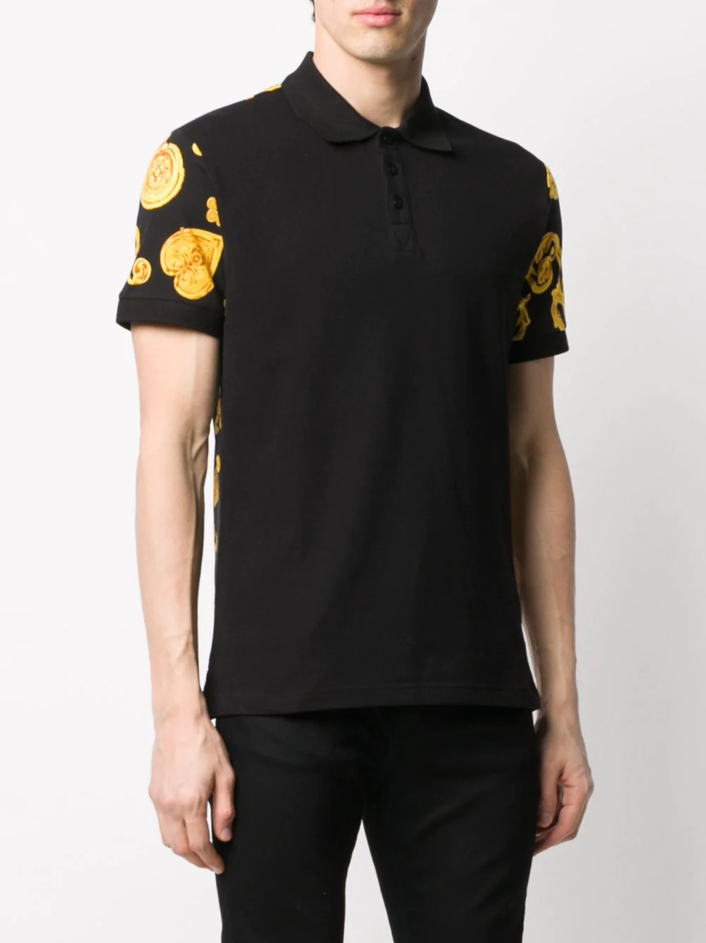 short sleeve baroque print polo shirt - 3