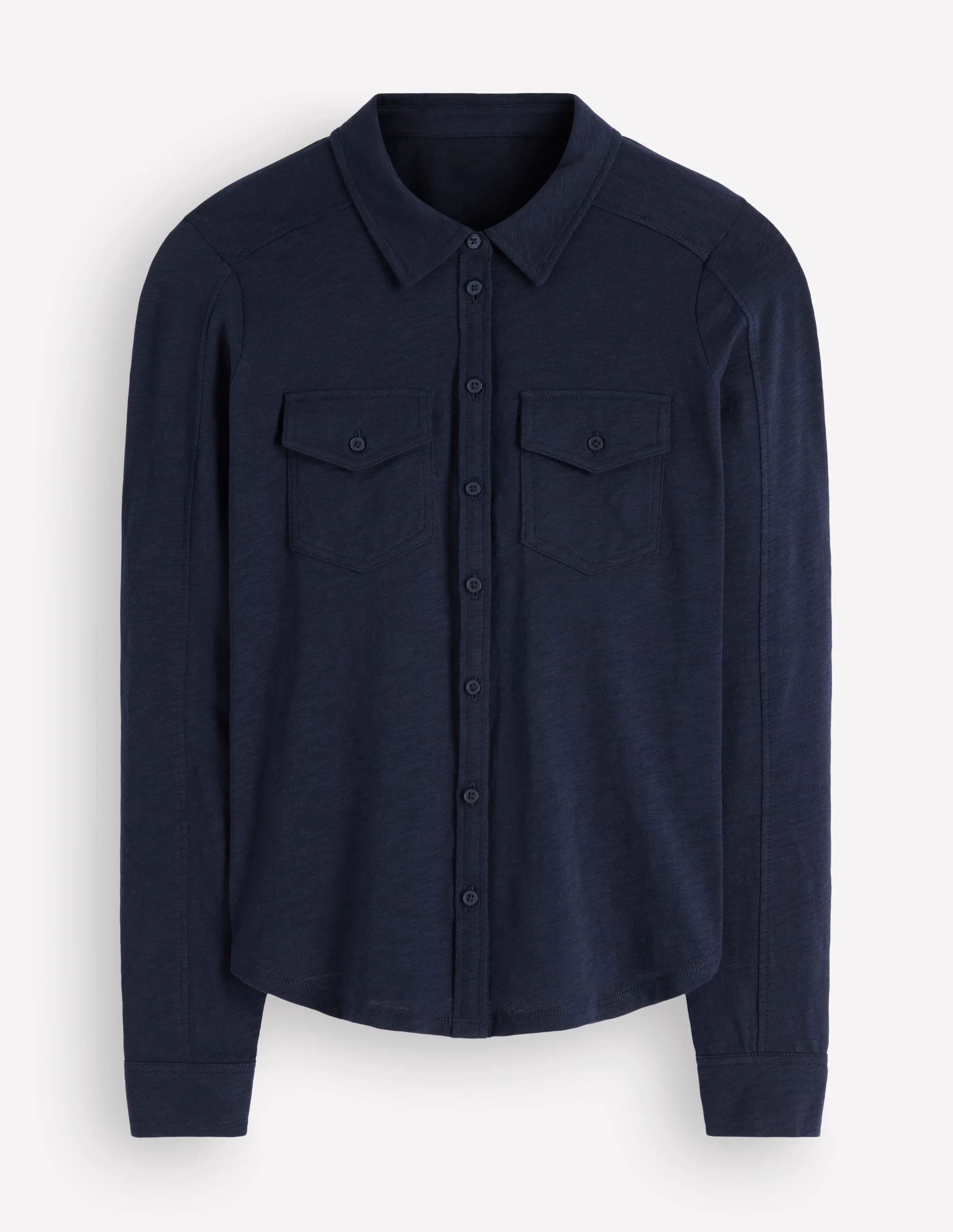 Seam Detail Jersey Shirt-Navy - 1