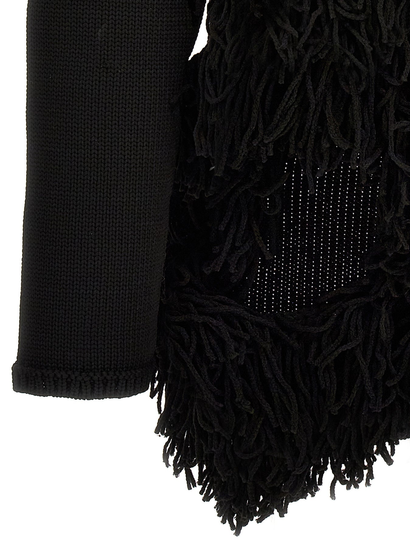 Cut-Out And Fringed Sweater Sweater, Cardigans Black - 4