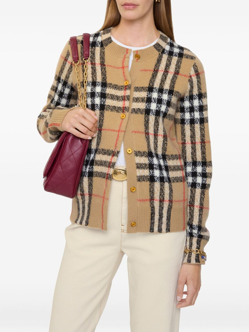 Burberry check-pattern cashmere cardigan outlook