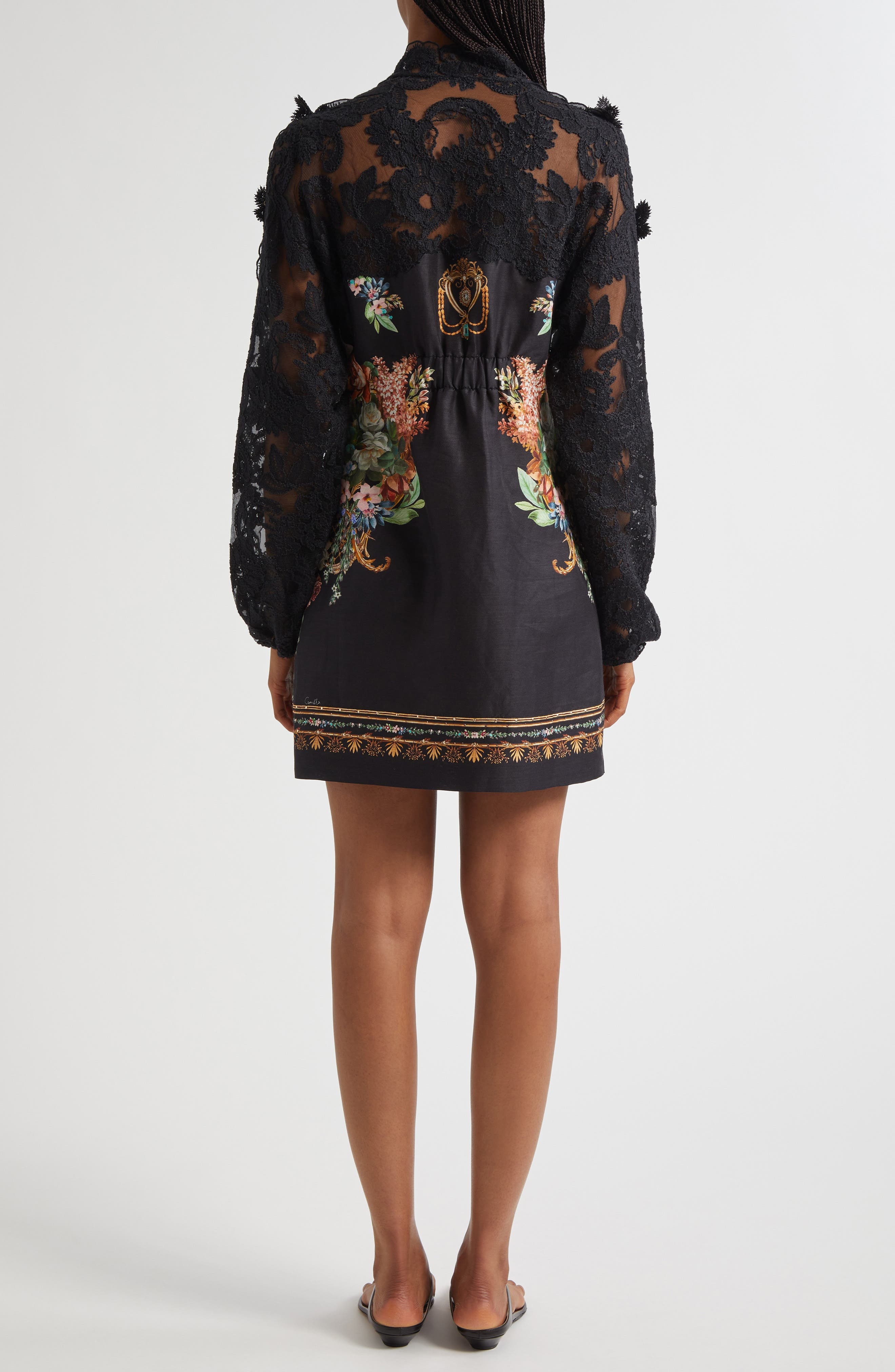 Camilla Noble Endeavors Lace Long Sleeve Linen & Silk Mini Shirtdress at Nordstrom - 2