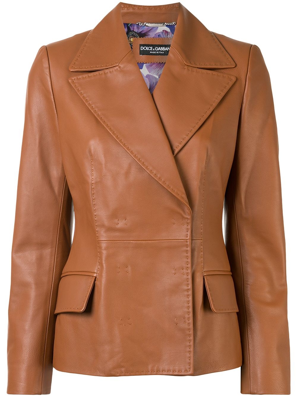 concealed fastening calf leather jacket - 1