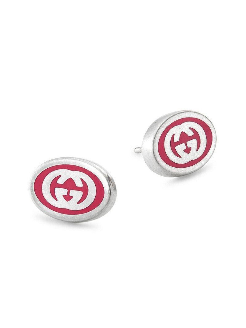 Interlocking G Sterling Silver & Enamel Stud Earrings 1