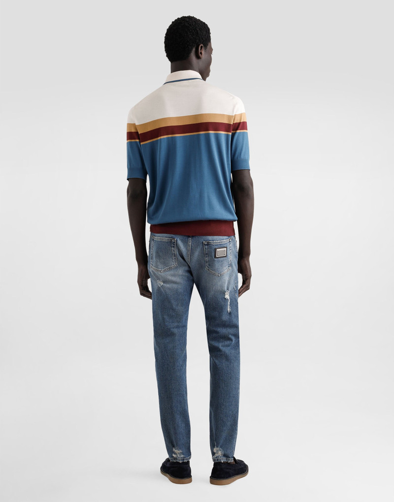 Silk polo-shirt with logo embroidery 3