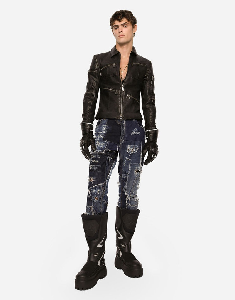 Loose patchwork denim jeans with rips 5