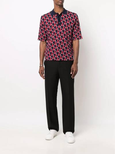 Lanvin monogram-print polo shirt outlook