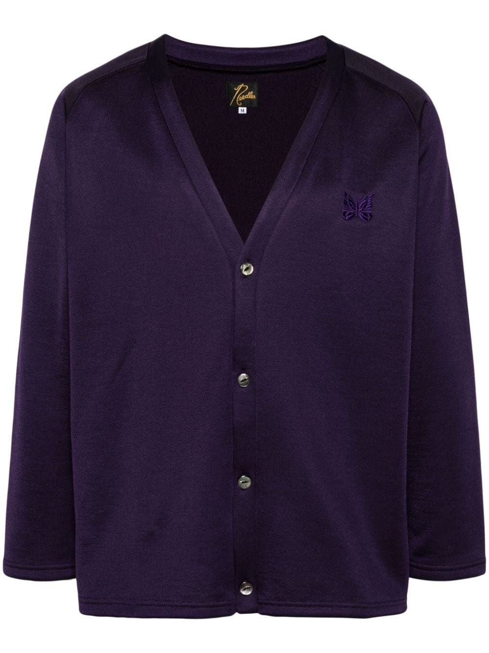 embroidered-logo V-neck cardigan - 1