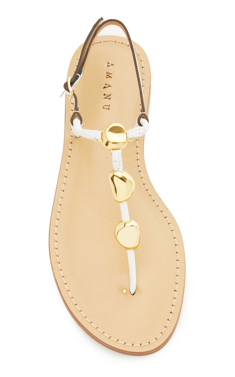AMANU The Nairobi Embellished Leather Sandals white outlook