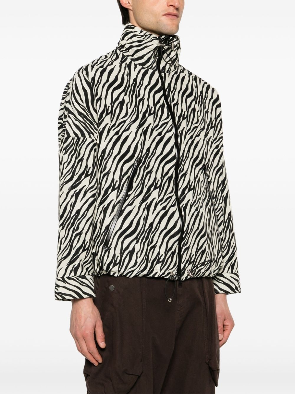 zebra-print zip-up jacket - 3
